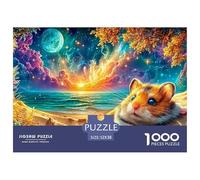 Hamster on Beach, Full Moon & Starry Sky Puzzle Da 1000 Pezzi Cute Guinea Pig Perfetto Per Le Serate Di Giochi, Adulti E Bambini 52x38cm/1000pcs
