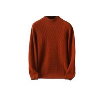 Hamthuit Maglione di Lana da Uomo Addensato Autunno/Inverno Pullover a Collo Semi-Alto Maglione di Cashmere Intrecciato a Maniche Lunghe Caramel Color XXL