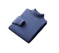 Hamthuit Maglione lavorato a maglia in lana a collo alto addensato a sette aghi da uomo invernale Pullover da lavoro casual, Clip Fiore Blu, 2XL