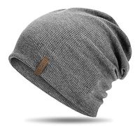 HAMUNI Berretto da donna Slouch, berretto da uomo, elastico, morbido, comodo, in jersey, classico, alla moda, perfetto per primavera, autunno e inverno, grigio scuro, Taglia unica