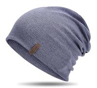 HAMUNI Berretto da donna Slouch, berretto da uomo, elastico, morbido, comodo, in jersey, classico, alla moda, perfetto per primavera, autunno e inverno, Azzurro, Taglia unica