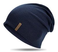 HAMUNI Berretto da donna Slouch, berretto da uomo, elastico, morbido, comodo, in jersey, classico, alla moda, perfetto per primavera, autunno e inverno, Blu scuro, Taglia unica