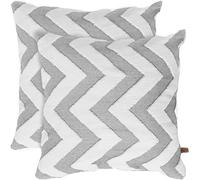 HAMUR HOME Federe Cuscini Divano Set Di 2 Esterno Moderna Copri Cuscino Letto Adatto Ad Ogni Stagione Cuscino Per Soggiorno La Miglior Qualità Decorativo Boho 45x45 Cm (Line, Grigio)