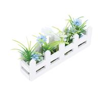 Hamwesh Aiuola per Casa delle Bambole, Aiuola in Miniatura in Plastica e Legno di Betulla Ad Alta Simulazione, Fiore in Vaso in Miniatura con Design Mix and Match per il Giardino in della Casa delle