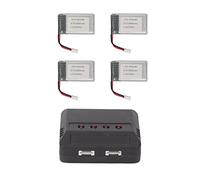Hamwesh Batteria per Drone RC, Batteria per Quadricottero da 4 Pacchi 3,7 V 2000 MAh con Caricabatterie 4 in 1 e Cavo di Ricarica, Pacchetto UAV LiPo Leggero Portatile per Quadricottero KY601S H11D