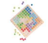 Hamwesh Board di Moltiplicazione, 3 su 1 Gioco di Matematica in Legno Blocchi di Apprendimento Educativo per Bambini con Carte Problematiche e Elastici per Bambini