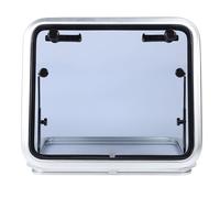 Hamwesh Boccaporto per Barca, Boccaporto di Accesso al Ponte Marino con Telaio in Lega di Alluminio Resistente da 23x27 Pollici, con Apertura Rettangolare con Vetro Temperato Grigio Fumo e Cerniera