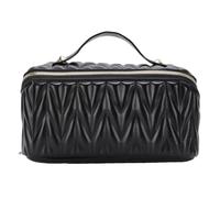 Hamwesh Borsa Trucco Viaggio, Borsa Toilette Espandibile in Pelle PU Impermeabile con Scomparti Multipli e Divisori, per Donna Organizzatore di Cosmetici e Accessori Viaggio (BLACK)