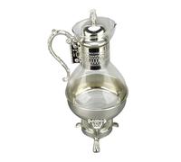 Hamwesh Caffettiera in Vetro Vintage, Brocca d'acqua Riscaldabile con Manico Ergonomico, per Uso Domestico e in Ufficio, Servizio da tè Turco, 14 X 6,5 X 5,7 Pollici (SILVER)