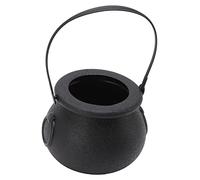 Hamwesh Calderone di Halloween, Secchiello per Caramelle in Plastica Nera con Manico per Dolcetto o Scherzetto Piccolo Vaso da Strega Leggero Porta Caramelle di Halloween e Decorazioni per Feste