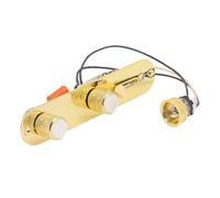Hamwesh Caricato Guitar Control Plate, Interruttore a 3 Vie, (GOLD) | Gruppo cablaggio Telecaster, piastra , cappucci da 0,022μF, manopole Pearl Dome, jack mono, registrazione prove sul palco