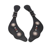 Hamwesh Cinturini per Speroni, Cinturini per Speroni Vintage a Lunghezza Regolabile, per in Pelle con Fibbia in Metallo e Decorazione Floreale con per Stivali da Cowboy e Attrezzatura da