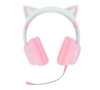 Hamwesh Cuffie da Gioco Wireless, Cuffie da Gioco Wireless Bluetooth 5.3 con Luce LED Pieghevoli, da Bluetooth con Stereo con Microfono Staccabile per Viaggi con PC Portatile (PINK)