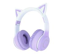 Hamwesh Cuffie da Gioco Wireless, Cuffie da Gioco Wireless Bluetooth 5.3 con Luce LED Pieghevoli, da Bluetooth con Stereo con Microfono Staccabile per Viaggi con PC Portatile (PURPLE)