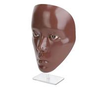 Hamwesh Face di Pratica per il Trucco, Viso 5D Full Face Riutilizzabile Scheda di Pratica per il Trucco in Silicone con Base Staccabile per la Truccatrice Emergente Principiante (pelle nera)