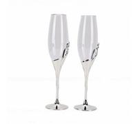 Hamwesh Flute da Champagne per Matrimoni, Eleganti Bicchieri da Champagne Dal Design a Doppio Cuore 3D, Bicchieri da Brindisi per Matrimoni con Ornamento in Strass per Anniversari, Fidanzamenti,