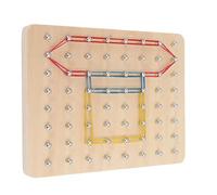 Hamwesh Geoboard in Legno, Manipolatore Matematico con Abbinamento Colori con Elastici e 30 Carte a Doppia Faccia, Giocattoli STEM Blocchi di Modelli Matematici Grafici per Bambini Piccoli Ragazzi
