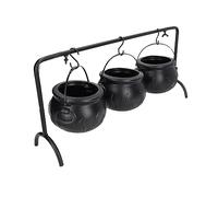 Hamwesh Halloween Candy Bowl Cauldron con Griglia di Ferro per Decorazioni per Feste, 3 Streghe in Plastica Nera Hocus Pocus Ciotola da Servizio per Tavolo da Tavolo di Halloween