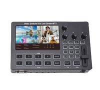 Hamwesh Hamwesh Switcher video 1080P, schermo OSD da 5 pollici, streaming live a 4 canali con telecomando e adattatore, interfaccia multimediale HD per eventi online multi-camera (Spina