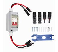 Hamwesh Interruttore Automatico, Sezionatore Solare CC a 2 Poli 32A 500V, MCB con Scatola di Distribuzione Impermeabile IP65 Protezione da Sovratensione e Sovraccarico per Griglia di Pannelli Solari