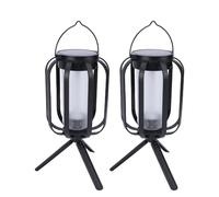 Hamwesh Lanterne Solari da Esterno, Luci LED Ad Energia Solare con Base per Treppiede e Sensore di Luce, Impermeabili IPX4, 3 Temperature di Colore, 2 modalità di Illuminazione per Cortile, Patio,