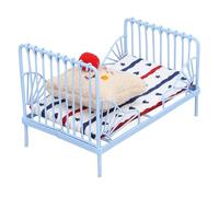 Hamwesh Letto in Miniatura, Letto per Casa delle Bambole con Modello Carino in Scala 1:12, per Bambola con Struttura in Metallo, Materasso in Spugna e Cuscino Decorativo per la Camera da della Casa