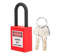 Hamwesh Lucchetto di Sicurezza Blocco di Sicurezza Dispositivo di per Isolamento Tecnico in Nylon per Fabbriche Centrali Elettriche, Lucchetto 38 Mm con Abrasione, Diametro del Fascio 6 Mm (rosso)