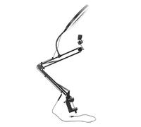 Hamwesh Luce Ad Anello, 3 Temperature di Colore 10 Livelli di luminosità Supporto per Telefono Sospeso Regolabile a 360°, Luce Scrivania con Supporto per Telefono per Registrazione Video in