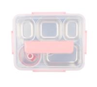 Hamwesh Lunch Box, Acciaio Inossidabile a Conservazione del Calore a Prova di Perdite 5 Scomparti, Contenitore per il Pranzo in Acciaio Inossidabile, Lunch Box Multi Scomparto con Bacchette (PINK)