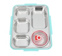 Hamwesh Lunch Box, Acciaio Inossidabile a Conservazione del Calore a Prova di Perdite 5 Scomparti, Contenitore per il Pranzo in Acciaio Inossidabile, Lunch Box Multi Scomparto con Bacchette (GREEN)