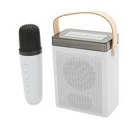 Hamwesh Macchina Karaoke, Mini Microfono con Altoparlante BT per Bambini Adulti, 360 Luci del Suono Surround 5 Effetti Sonori da 1800 MAh Batteria (WHITE)