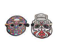 Hamwesh Maschera LED, Controllo Vocale EL Luce Fredda Nessun Danno UV Maschera di Halloween Alimentata a Batteria, Copertura per il Viso Illuminata con Fascia Elastica Regolabile per Cosplay,