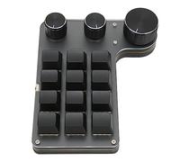 Hamwesh Mini Tastiera Macro a 12 Tasti, Tastiera da Gioco Programmabile Meccanica Ergonomica con Interruttore Rosso, Macro Fai da Te con una Mano con 3 Manopole e Plug and Play per, Vista, OS X