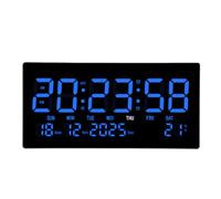Hamwesh Orologio da Parete Digitale a LED di Grandi Dimensioni con Display Silenzioso Che Si Illumina Al Buio, Sveglia Silenziosa con Data del Calendario, Temperatura della Settimana, Ora Legale
