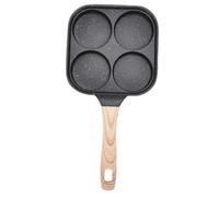 Hamwesh Padella per Uova, Padella per Colazione Antiaderente in Lega di Alluminio, Piccola con Manico in Legno per Piano Cottura a Induzione Fornello a Gas (4 Sezione)