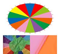 Hamwesh Paracadute da Gioco per Bambini, Tessuto Oxford per Paracadute Arcobaleno Multicolore, per Bambini con Manici per Ragazze e Ragazzi Giochi all'aperto Regalo di Compleanno Giochi Cooperativi