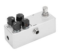 Hamwesh Pedale Distorsione, Mini Pedale Effetto Metallo con Bypass Reale e Indicatore LED, Effetto Chitarra Elettrica con 4 Manopole Funzione per un Suono Caldo e Pieno Sul Basso Elettrico