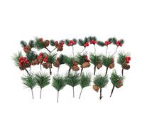 Hamwesh Plettri Natalizi Artificiali, 25 Plettri in Plastica Riutilizzabili Realistici e Vivaci in Pino Artificiale, a Bacche Rosse con Stelo Flessibile per Ghirlande dell'albero di Natale,