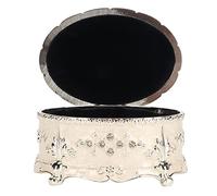 Hamwesh Portagioie Vintage, Portagioielli Ovale in Lega di Zinco con Motivo Floreale Dorato Antico e Interno in Morbido Velluto Blu Scuro, per Anelli Orecchini Bracciali Collane