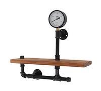Hamwesh Scaffale per Tubi Industriale retrò, Espositore Fai-da-te con Portasciugamani in Legno e Quadrante per Casa, Ufficio, Bagno, Camera da Letto