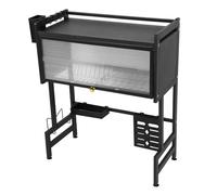 Hamwesh Scolapiatti, Scolapiatti Salvaspazio in Acciaio Al Carbonio a 3 Livelli con Copertura Antipolvere per l'organizzazione degli Utensili da