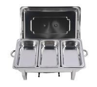 Hamwesh Set Buffet Scaldavivande, Scaldavivande Rettangolare in Acciaio Inossidabile, Server Catering con Telaio Pieghevole e Porta Carburante per Feste Matrimoni e Catering a Buffet (3 scomparti da