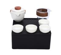 Hamwesh Set da tè Cinese Kung Fu, Set da tè Portatile in Ceramica Premium, da da Viaggio con 4 Tazze e Scatola di Immagazzinaggio per Viaggi a Casa, Ufficio all'aperto