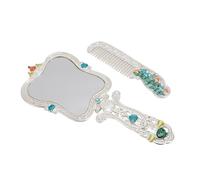 Hamwesh Set di Pettini per Specchi Antichi, Tema Castello in Lega di Zinco Specchio a Mano Vintage Portatile Pieghevole Squisito, Set di Pettini Vintage con Elevata Trasparenza e Impugnatura Comoda