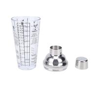 Hamwesh Shaker per Cocktail in Vetro Vetro Trasparente da 14 Once con Coperchio a Prova di Perdite in Acciaio Inossidabile Filtro Incorporato Doppia Scala Oz e Ml 6 Ricette per Feste Al Bar di Casa