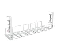 Hamwesh Sotto il Vassoio di Gestione dei Cavi della Scrivania, Organizzatore di Cavi in acciaio con Morsetto per la Casa dell'ufficio, Perforazione Necessaria per i Banchi (WHITE)