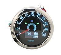 Hamwesh Speedometro GPS 85 Mm, 0-200 Km H con Luce Retroilluminata a 7 Colori Regolabile per il Segnale di Direzione per Macchinari per Motori per Imbarcazione Yacht per Auto per Auto (BLACK)