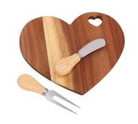 Hamwesh Tagliere per salumi a forma di cuore, tagliere per formaggi a forma di cuore in legno con tagliaburro e forchetta, bomboniere per addio al nubilato e baby shower