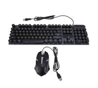Hamwesh Tastiera, Tastiera Meccanica Retroilluminata con Stile Macchina da Scrivere e Resistente Agli Spruzzi d'acqua, da Gioco con Tasti Rotondi retrò e Mouse Ergonomico da 1600 DPI per PC Laptop