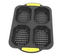 Hamwesh Teglia per Pane in Silicone, Teglia per Pane Antiaderente Resistente Al Calore con 4 Griglie, per con Manici Piccoli Fori per Cuocere Francesi, Panini per Hot Dog, Forni a Microonde